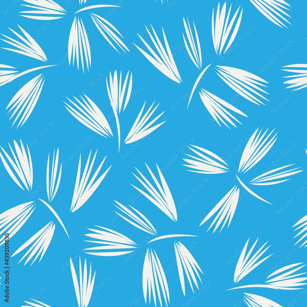 Blue Floral Brush strokes Seamless Pattern Background