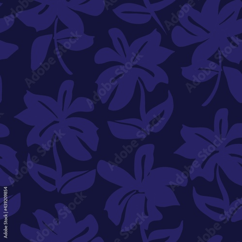 Blue Floral Brush strokes Seamless Pattern Background © Siu-Hong Mok