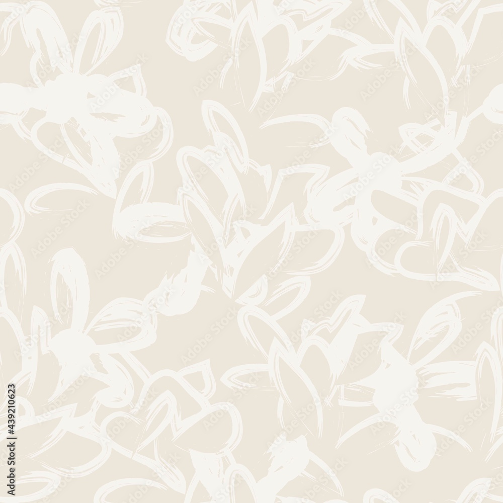 Fototapeta premium Brown Floral Brush strokes Seamless Pattern Background