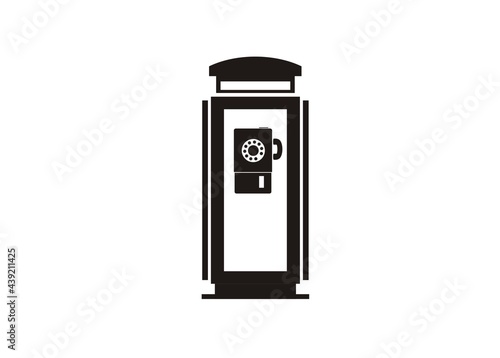 Phone booth simple illustration in black and white.