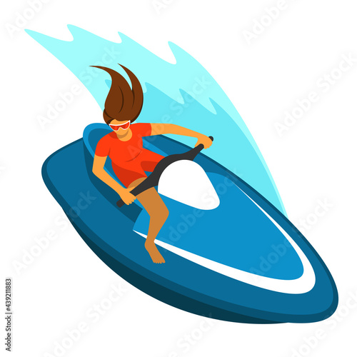 Young woman riding a jet ski (PWC)