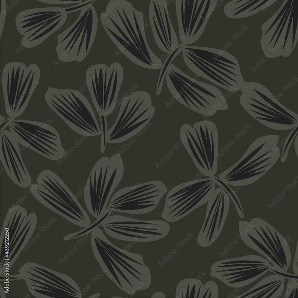 Green Floral Brush strokes Seamless Pattern Background