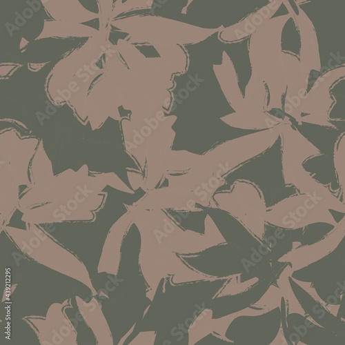 Green Floral Brush strokes Seamless Pattern Background