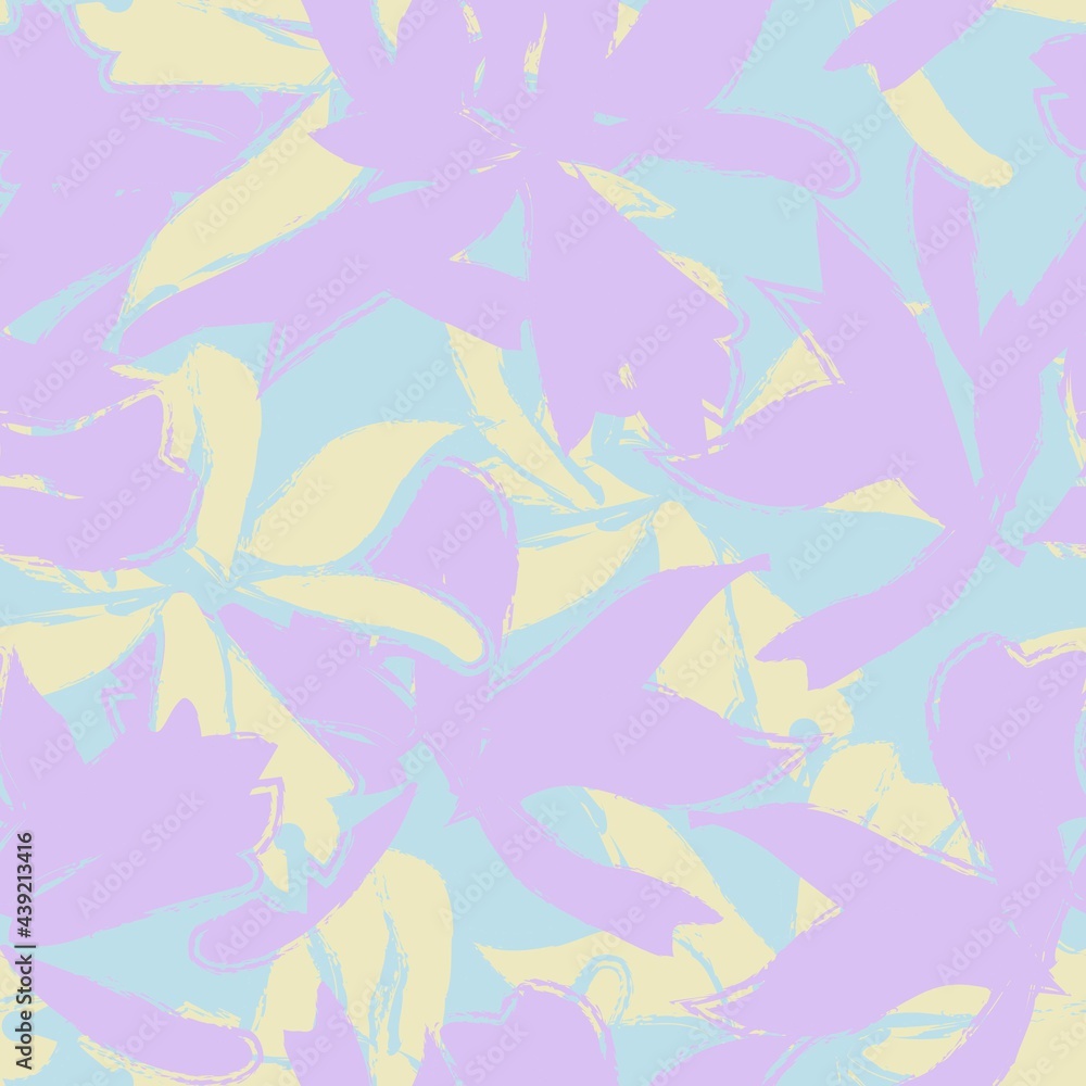 Naklejka premium Pastel Floral Brush strokes Seamless Pattern Background