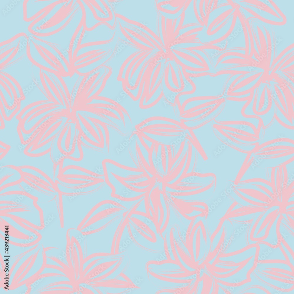 Pastel Floral Brush strokes Seamless Pattern Background