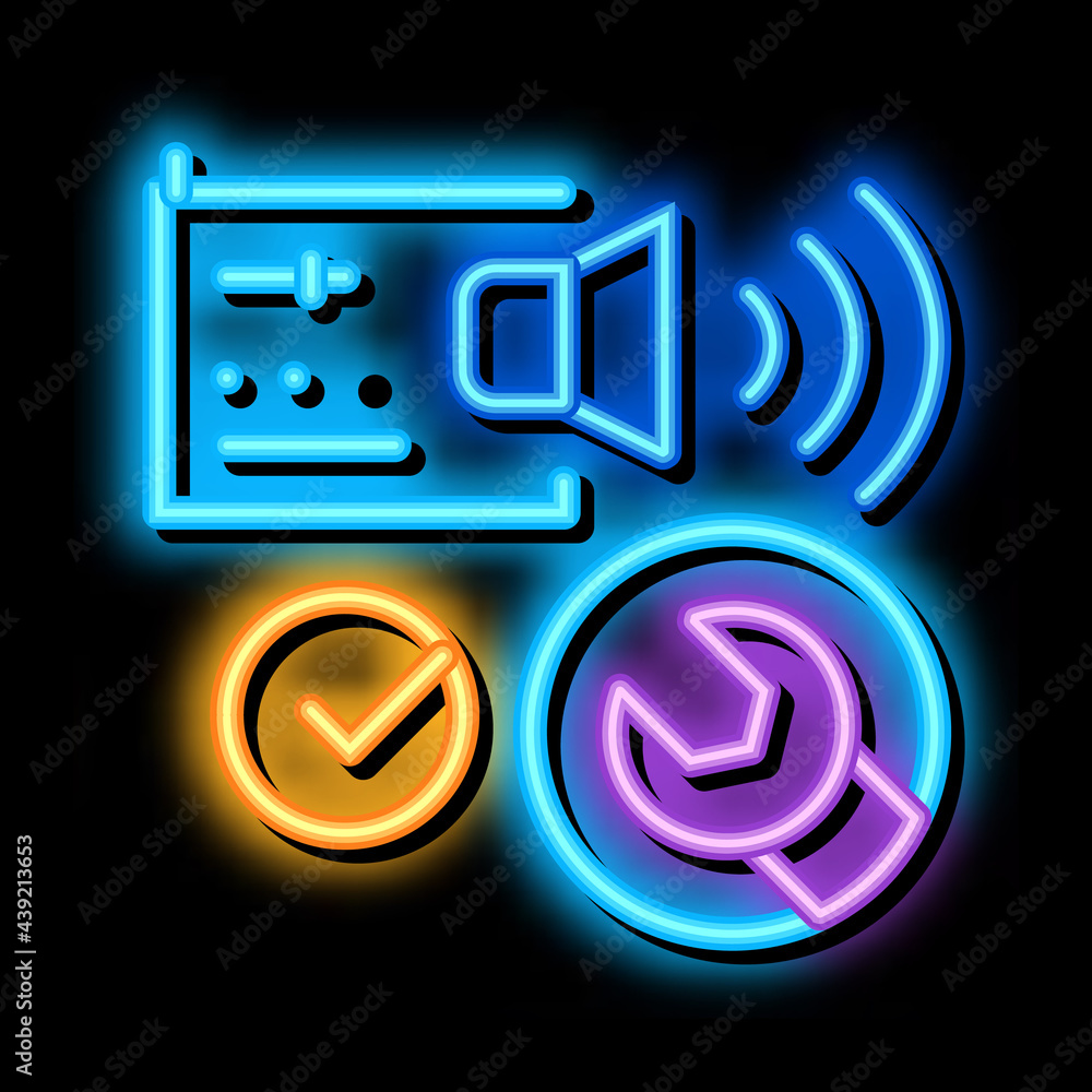 fixed radio sound neon light sign vector. Glowing bright icon fixed radio sound sign. transparent symbol illustration fixed radio sound neon light sign vector. Glowing bright icon fixed radio sound sign. transparent symbol illustration