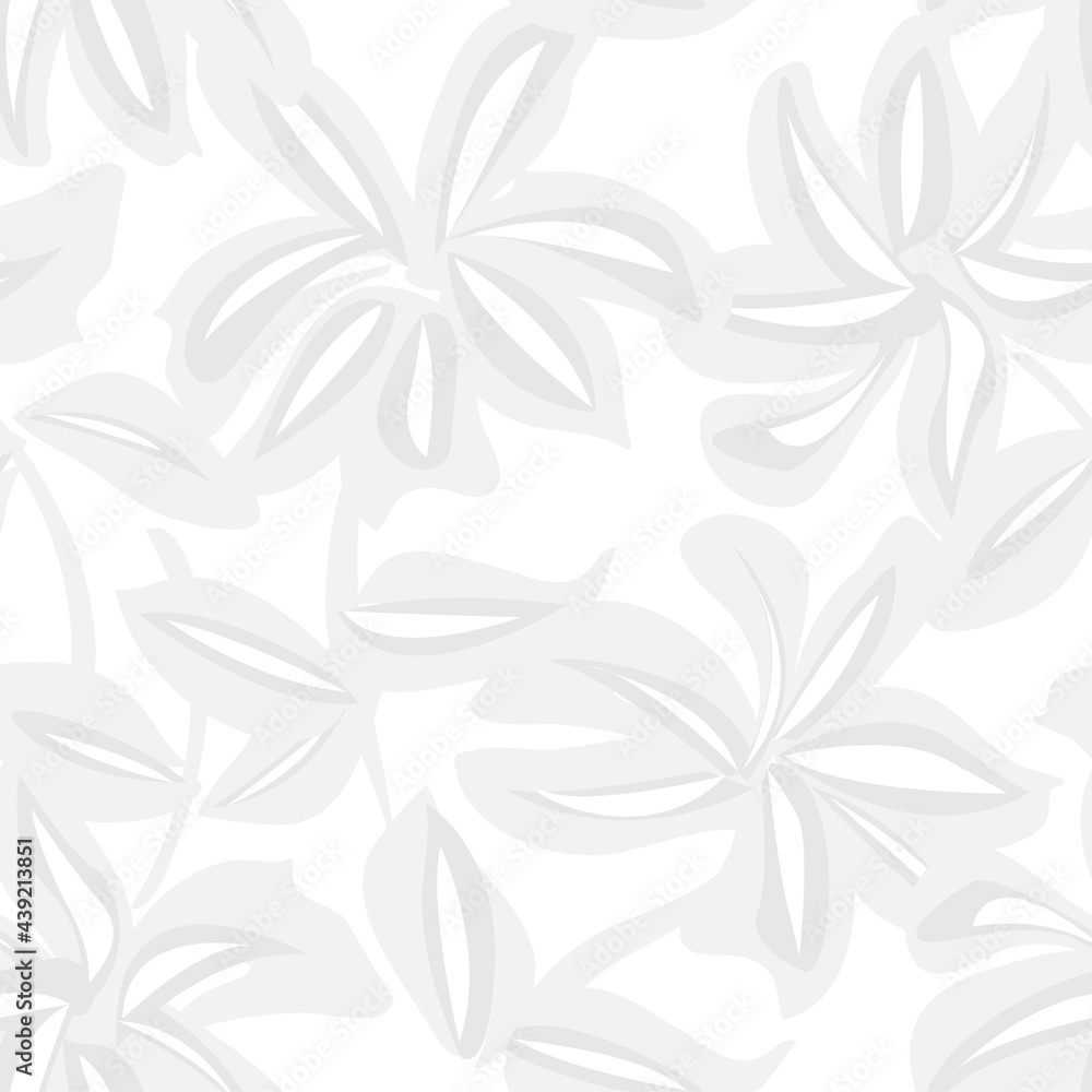 Obraz premium Black and White Floral Brush strokes Seamless Pattern Background