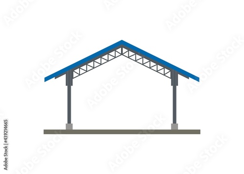 Canopy building. Steel frame building. Simple illustration