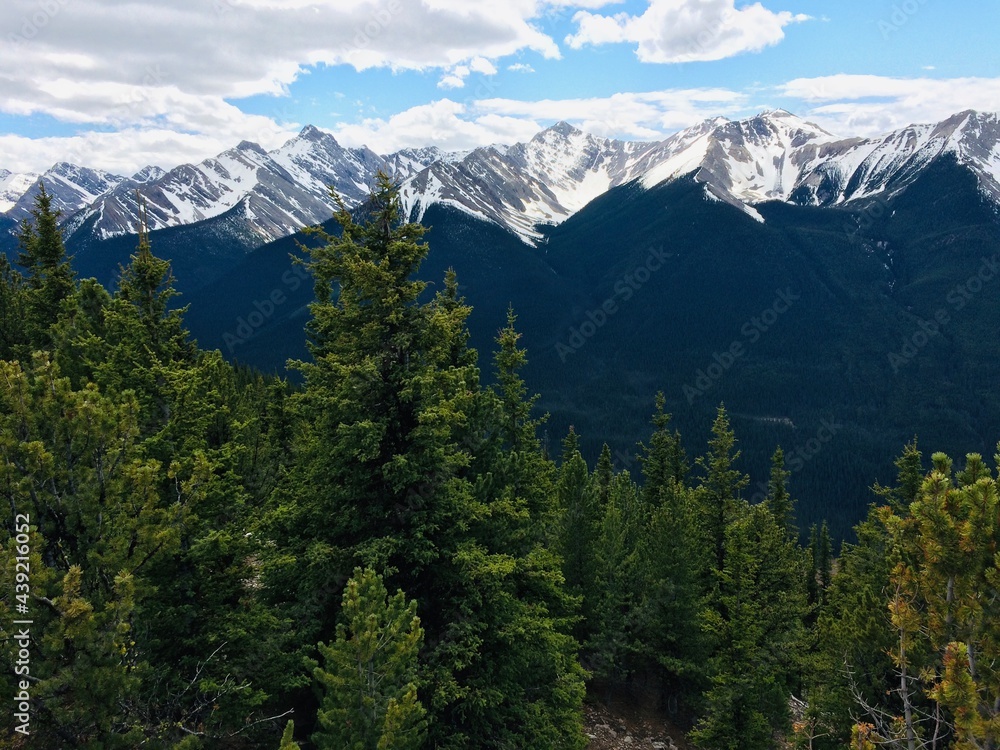 Stunning views of Banff National Park from Sulfur mountain ridge