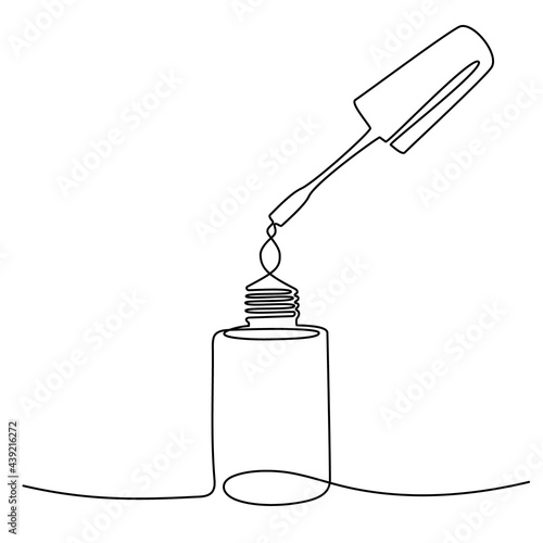 Decorative cosmetics for manicure and pedicure - Nail polish, continuous one line drawing. Vector illustration, eps 10