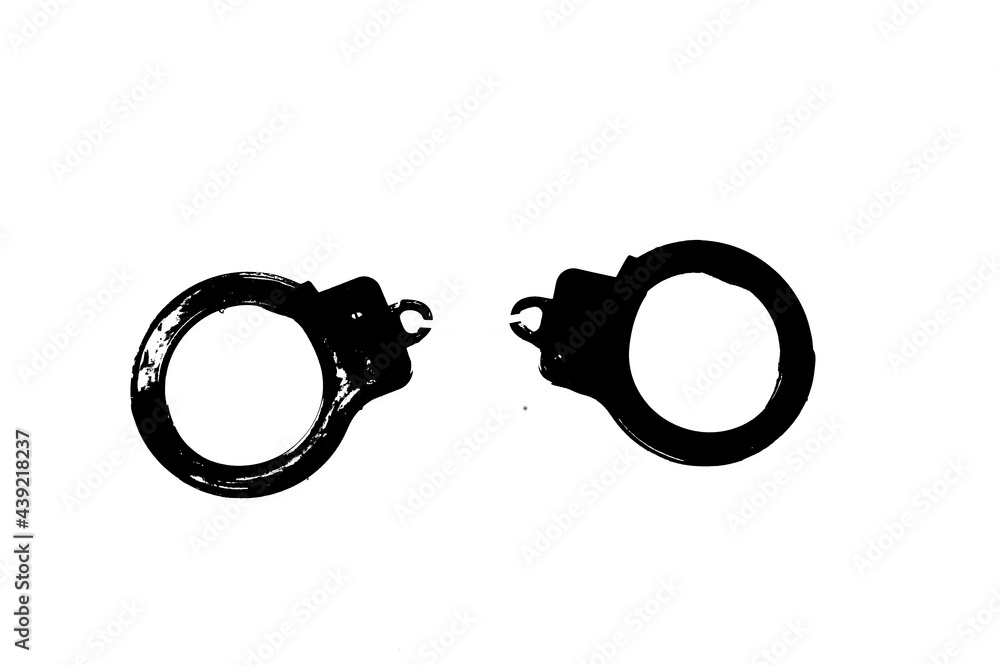 Handcuffs of the accused Black and white illustrations. Handcuffs of the accused Black and white illustrations.