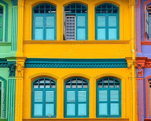 Colourful heritage south East Asian houses in Singapore