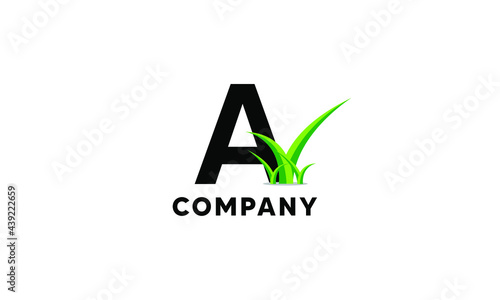 Letter A Lawncare Landscaping Green Grass Logo photo