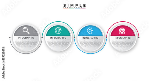 Timeline infographic with icon set design template isolated on white background