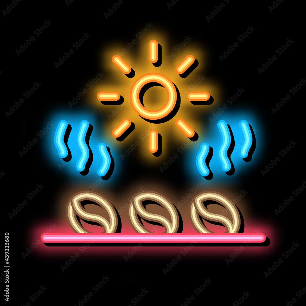 coffee beans heating neon light sign vector. Glowing bright icon coffee beans heating sign. transparent symbol illustration