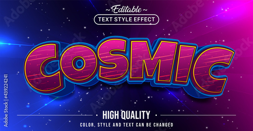 Editable text style effect - Cosmic text style theme.