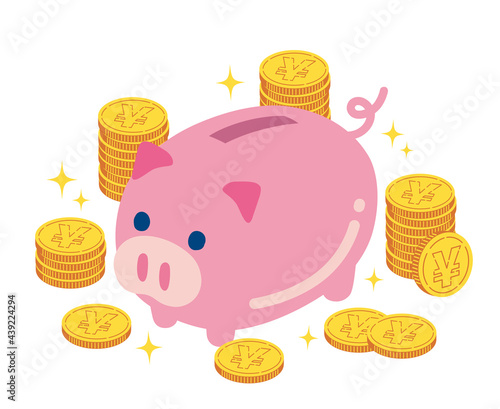 コインと豚の貯金箱のイラスト