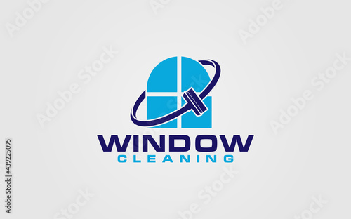 professional window cleaning washing service and household maintenance vector logo design