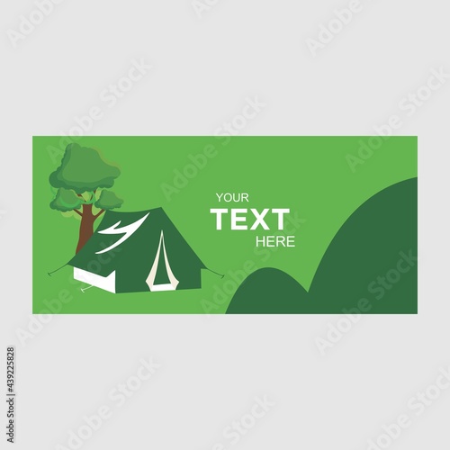 Background with a green background, simple and elegant camping design