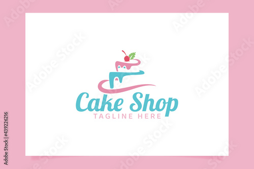 Cake shop logo vector graphic with beautiful cake images for all businesses, especially for bakery, cakery, cake art, cake school, cafe, etc.