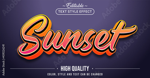 Editable text style effect - Sunset text style theme.