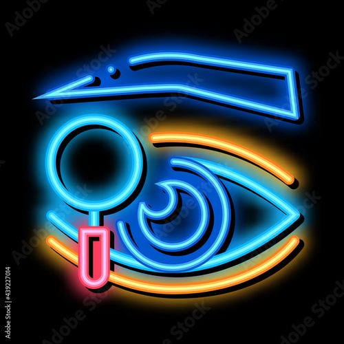 eyelid research neon light sign vector. Glowing bright icon eyelid research sign. transparent symbol illustration