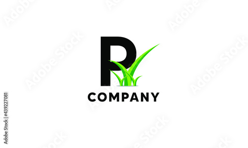 Letter P Lawncare Landscaping Green Grass Logo