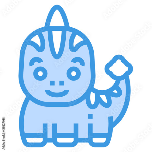 Parasaurolophus blue line icon