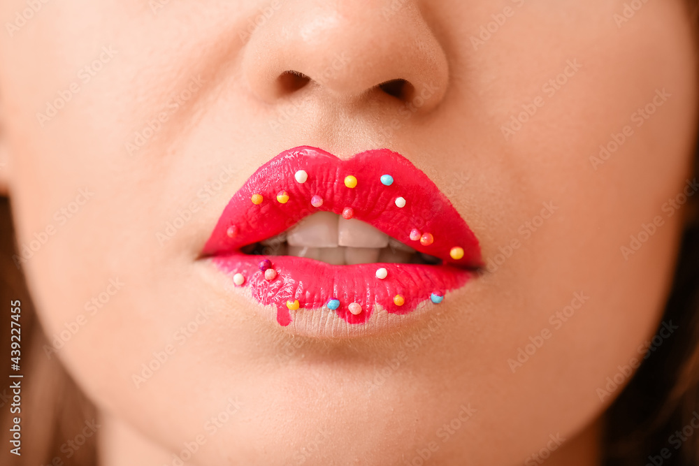 Beautiful young woman with creative makeup, closeup Beautiful young woman with creative makeup, closeup