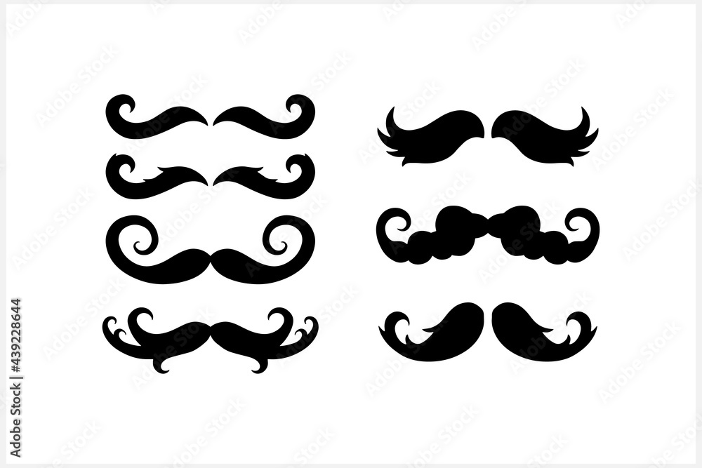 Hipster mustache set icons isolated on white. Stencil vector stock illustration. EPS 10 Hipster mustache set icons isolated on white. Stencil vector stock illustration. EPS 10
