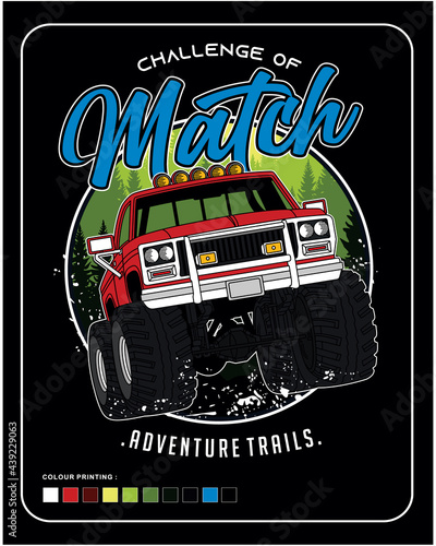 challenge off road, vector car illustration design graphic for printing photo