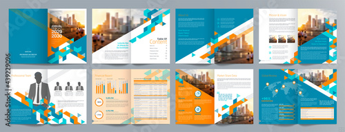 Corporate business presentation guide brochure template  Annual report  16 page minimalist flat geometric business brochure design template  A4 size.