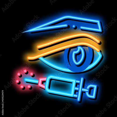 eyelid surgery anesthesia neon light sign vector. Glowing bright icon eyelid surgery anesthesia sign. transparent symbol illustration