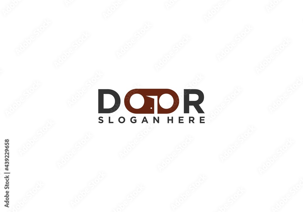 simple door typography logo in white background