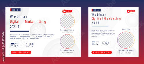 Marketing Strategies live webinar banner invitation and social media post template. Business webinar invitation design. Vector EPS