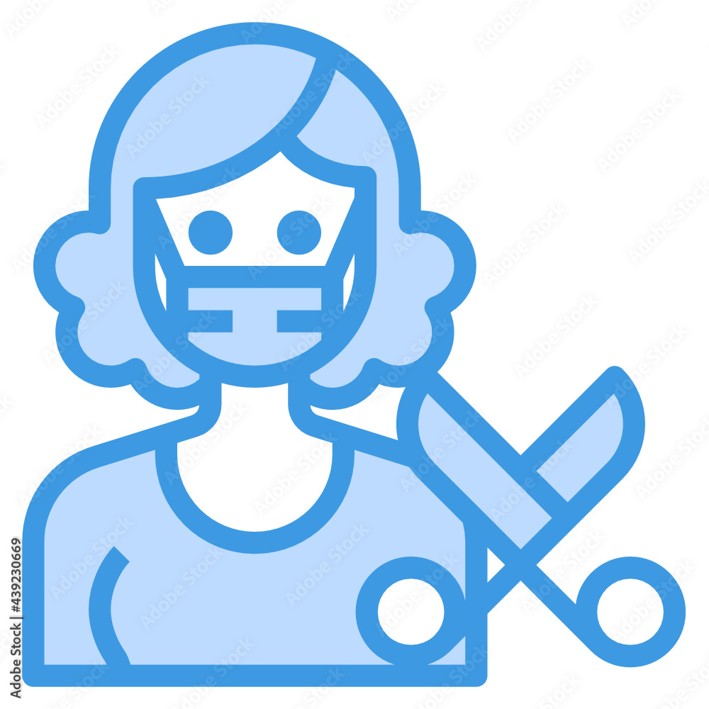 Hairstylist blue line icon Hairstylist blue line icon