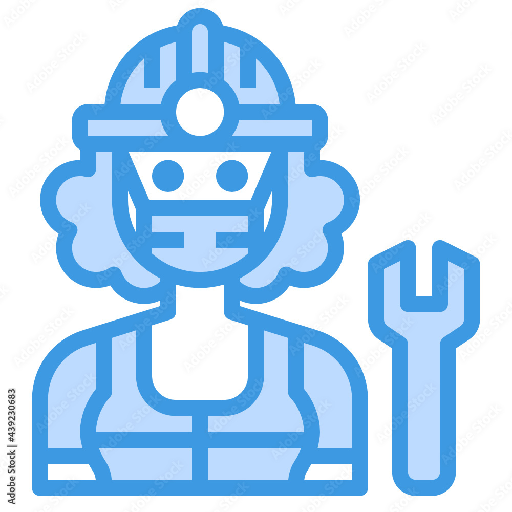 Mechanic blue line icon Mechanic blue line icon