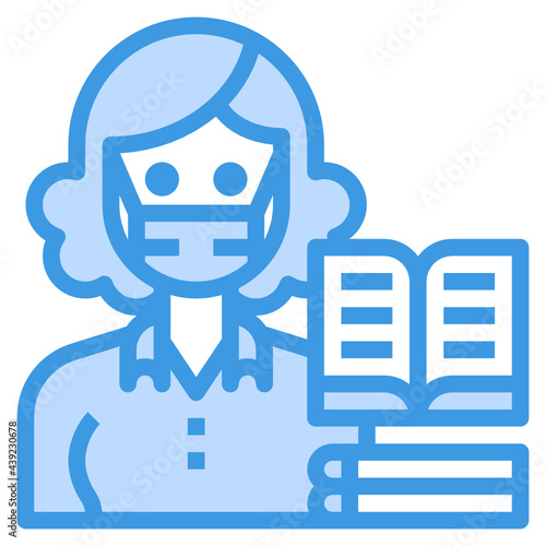 Librarian blue line icon