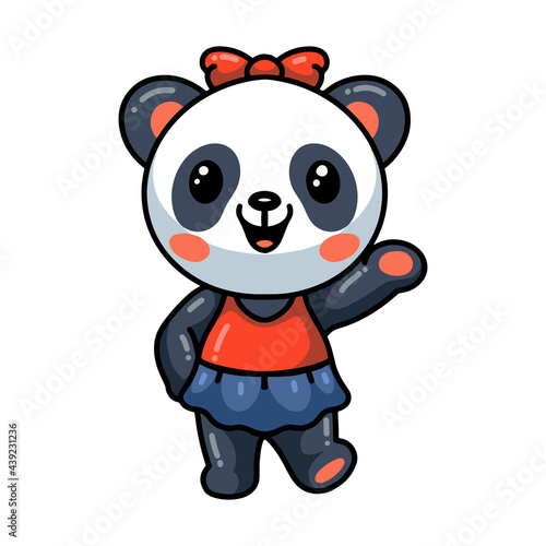 Cute baby panda cartoon ballerina
