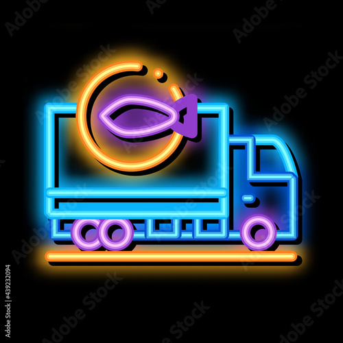 fish delivery neon light sign vector. Glowing bright icon fish delivery sign. transparent symbol illustration