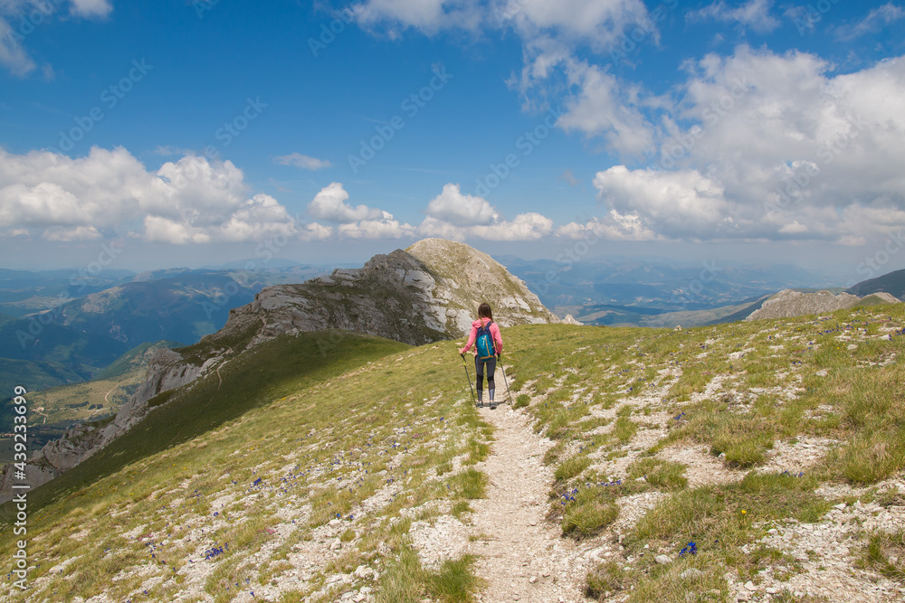 Panoramic view of Monte Bicco in the national park of Monti Sibillini, Macerata, Marche, Italy
