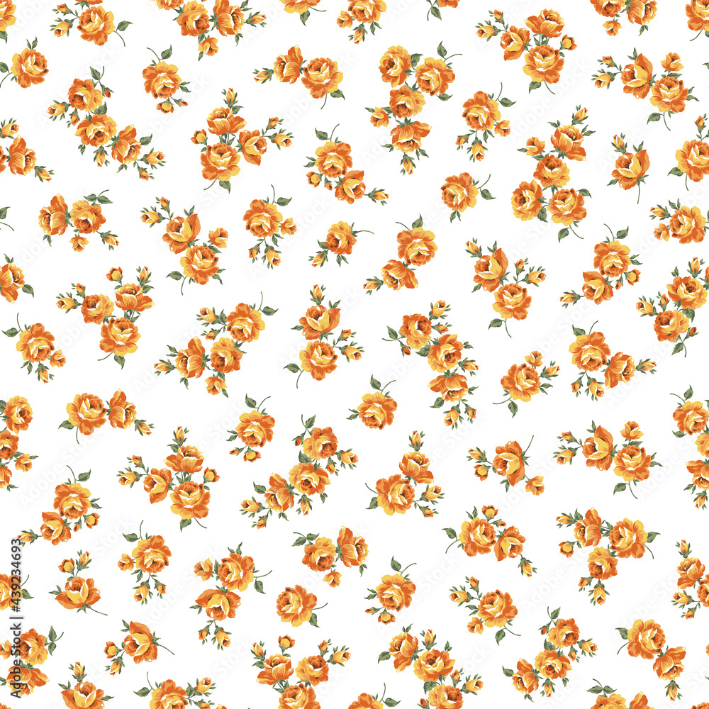 Seamless pattern with a beautiful bouquet of roses,