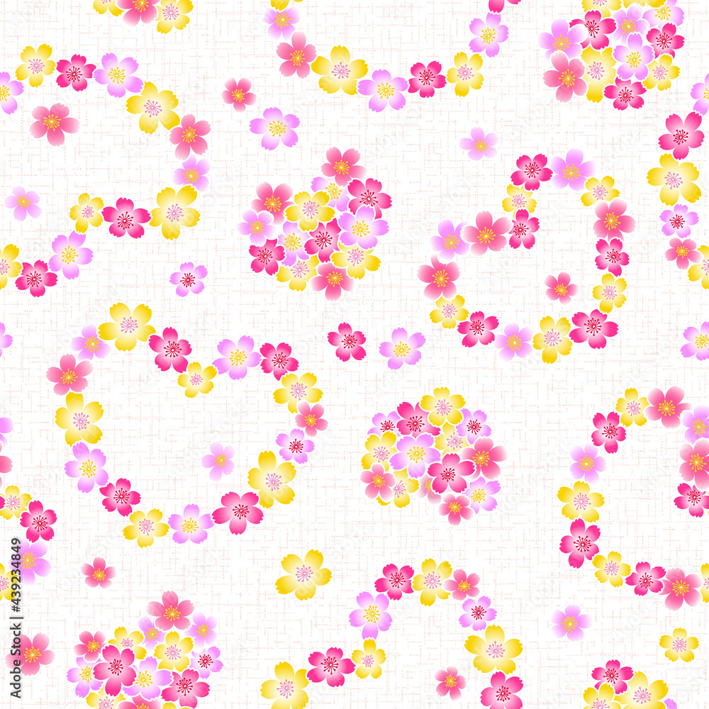 Seamless pattern of Japanese cherry blossom bouquet, Seamless pattern of Japanese cherry blossom bouquet,