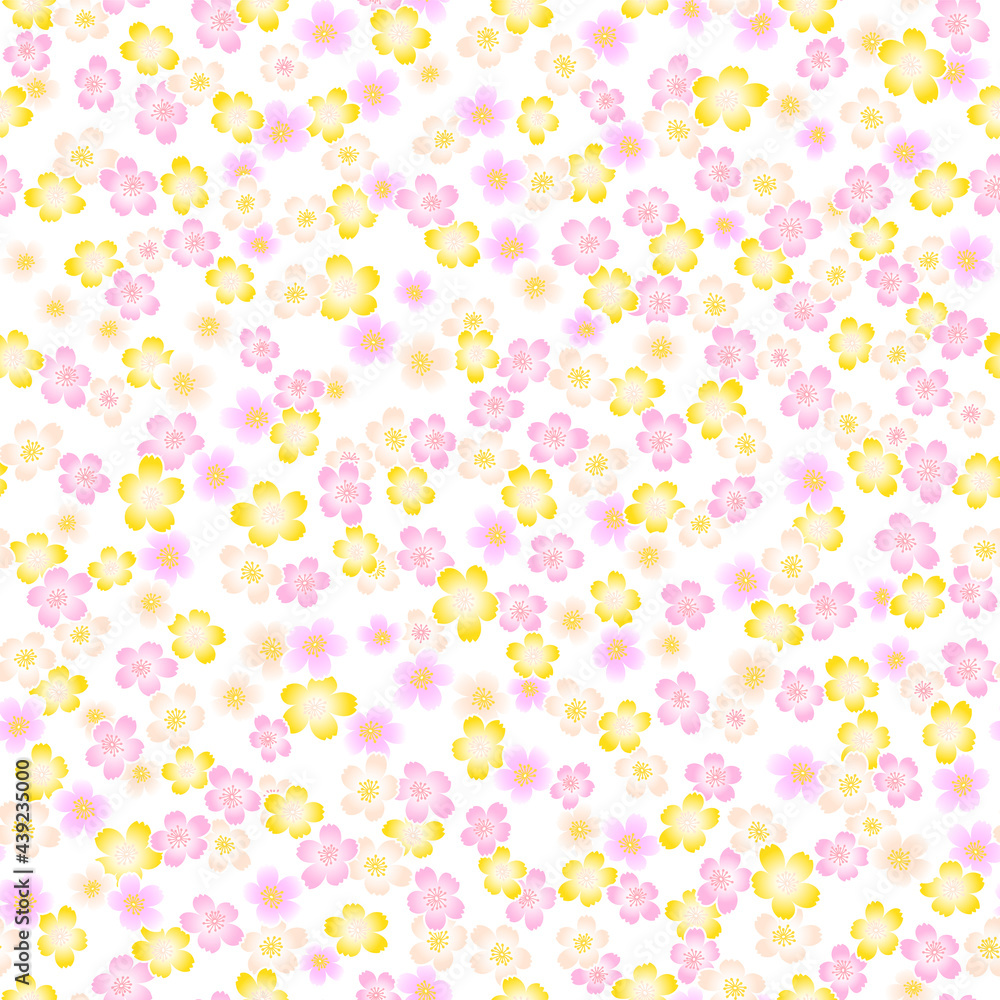 Cute Japanese cherry blossom seamless pattern, Cute Japanese cherry blossom seamless pattern,