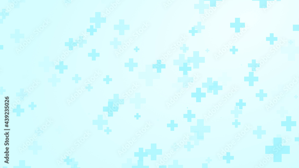 Abstract medical blue cross pattern white background.