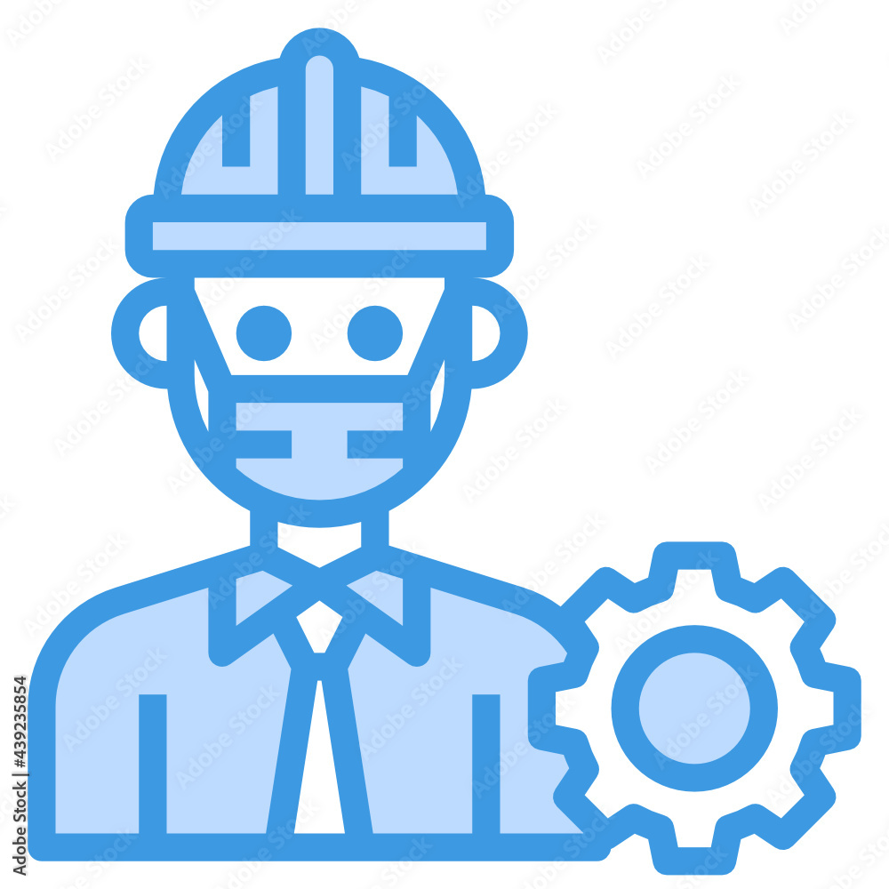 Engineer blue line icon