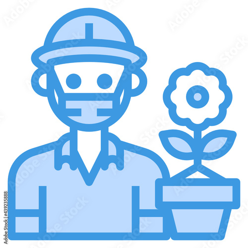 Gardener blue line icon