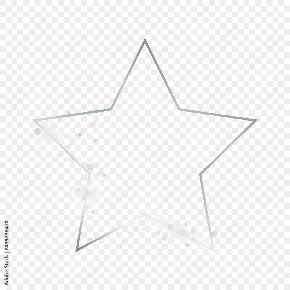 Silver glowing star shape frame with sparkles Silver glowing star shape frame with sparkles