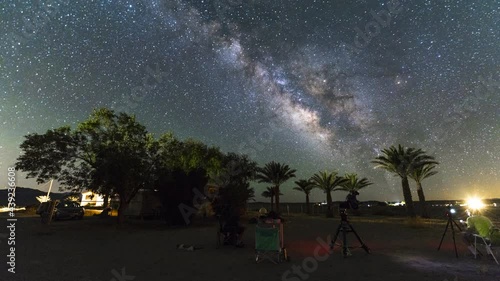 Timelapse - Night Sky, Milky Way, Palms, Desert