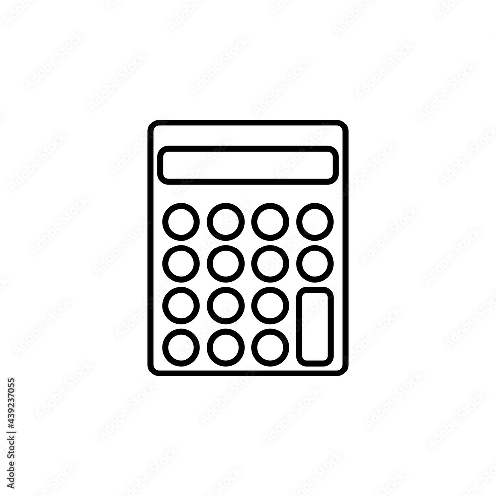 Calculatro black line icon. Isolated on white background Trendy flat isolated symbol sign can be used for: illustration, outline, logo, mobile, app, design, web, dev, ui, ux, gui. Vector EPS 10 Calculatro black line icon. Isolated on white background Trendy flat isolated symbol sign can be used for: illustration, outline, logo, mobile, app, design, web, dev, ui, ux, gui. Vector EPS 10